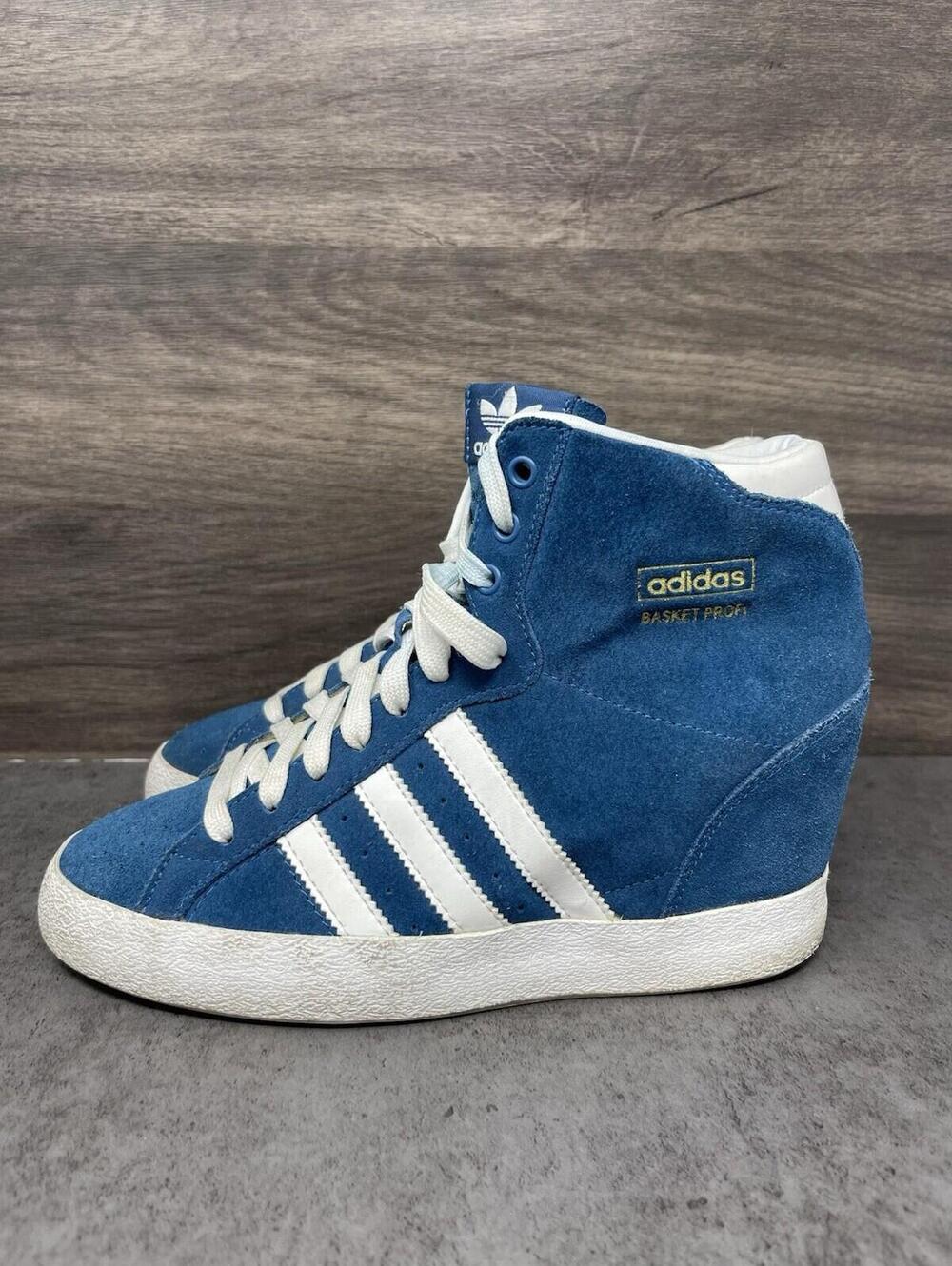 Adidas Originals Basket Profi Up Wedge Sneakers Womens Size 8 Blue Suede D65828